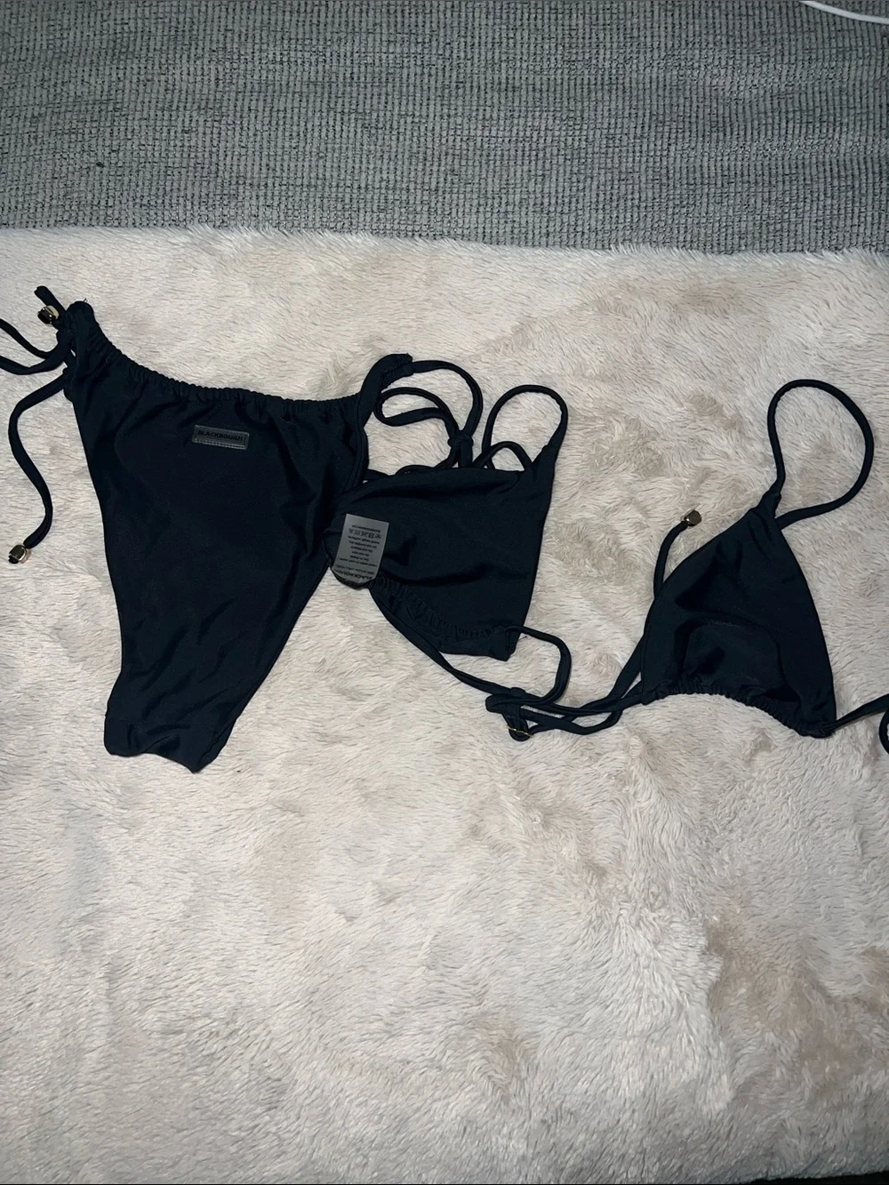 Blackbough Black Tie-Side Triangle Bikini Set